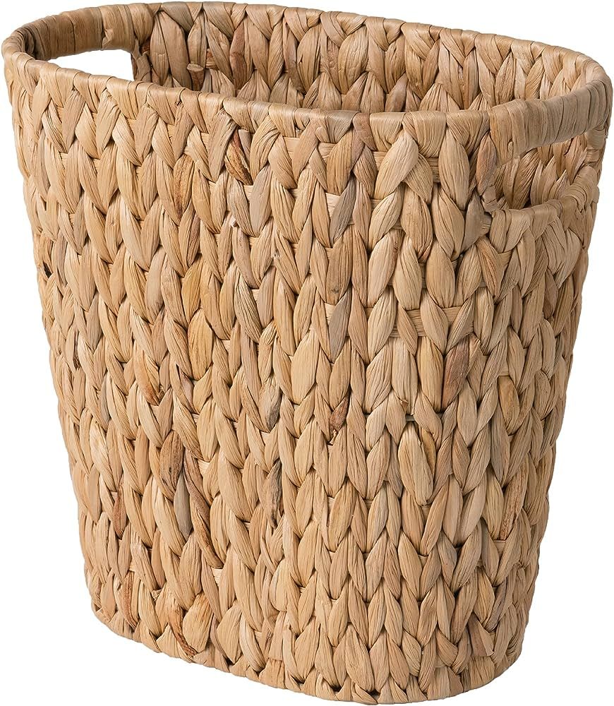 StorageWorks Wicker Waste Basket, Wicker Trash Basket with Built-in Handles, Handwoven Water Hyac... | Amazon (US)