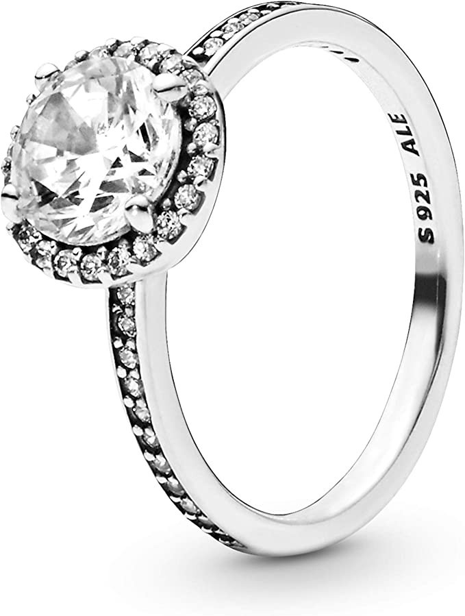 PANDORA Jewelry - Round Sparkle Halo Cubic Zirconia Ring - Gift for Her - Sterling Silver | Amazon (US)