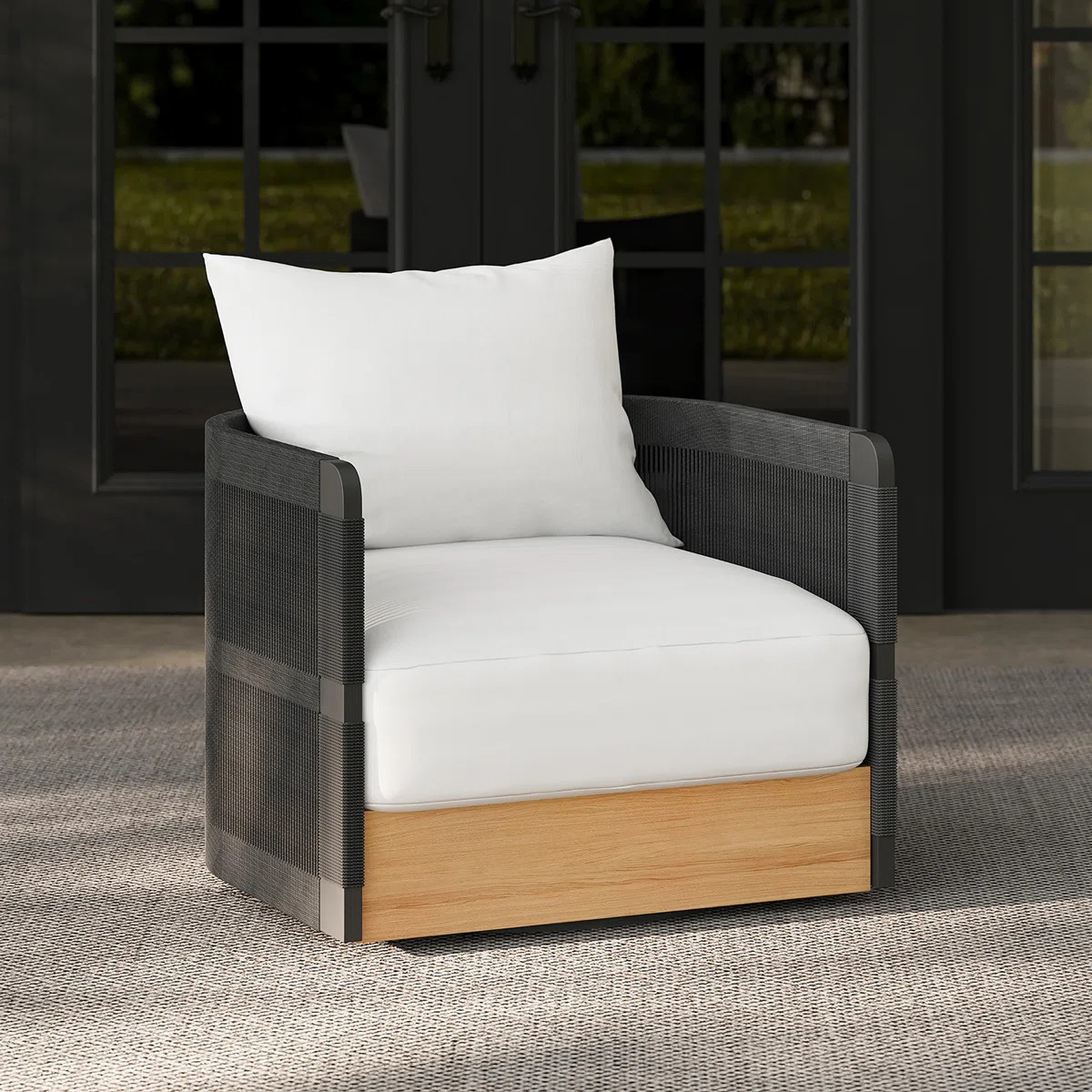 Kielah Woven Rope Outdoor Swivel Chair Sofa 360 Degree Rotatable Coastal Patio Armchair | Wayfair North America