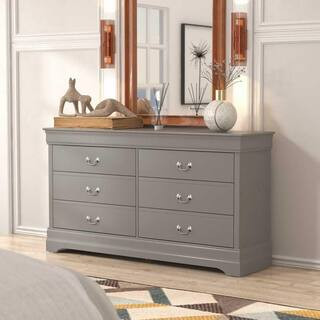 Ireton 6-Drawer Gray Dresser with Ultra Fast Assembly (32.0 in. x 58.2 in. x 15.7 in.) | The Home Depot