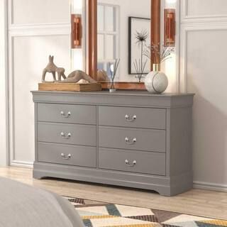 Ireton 6-Drawer Gray Dresser with Ultra Fast Assembly (32.0 in. x 58.2 in. x 15.7 in.) | The Home Depot