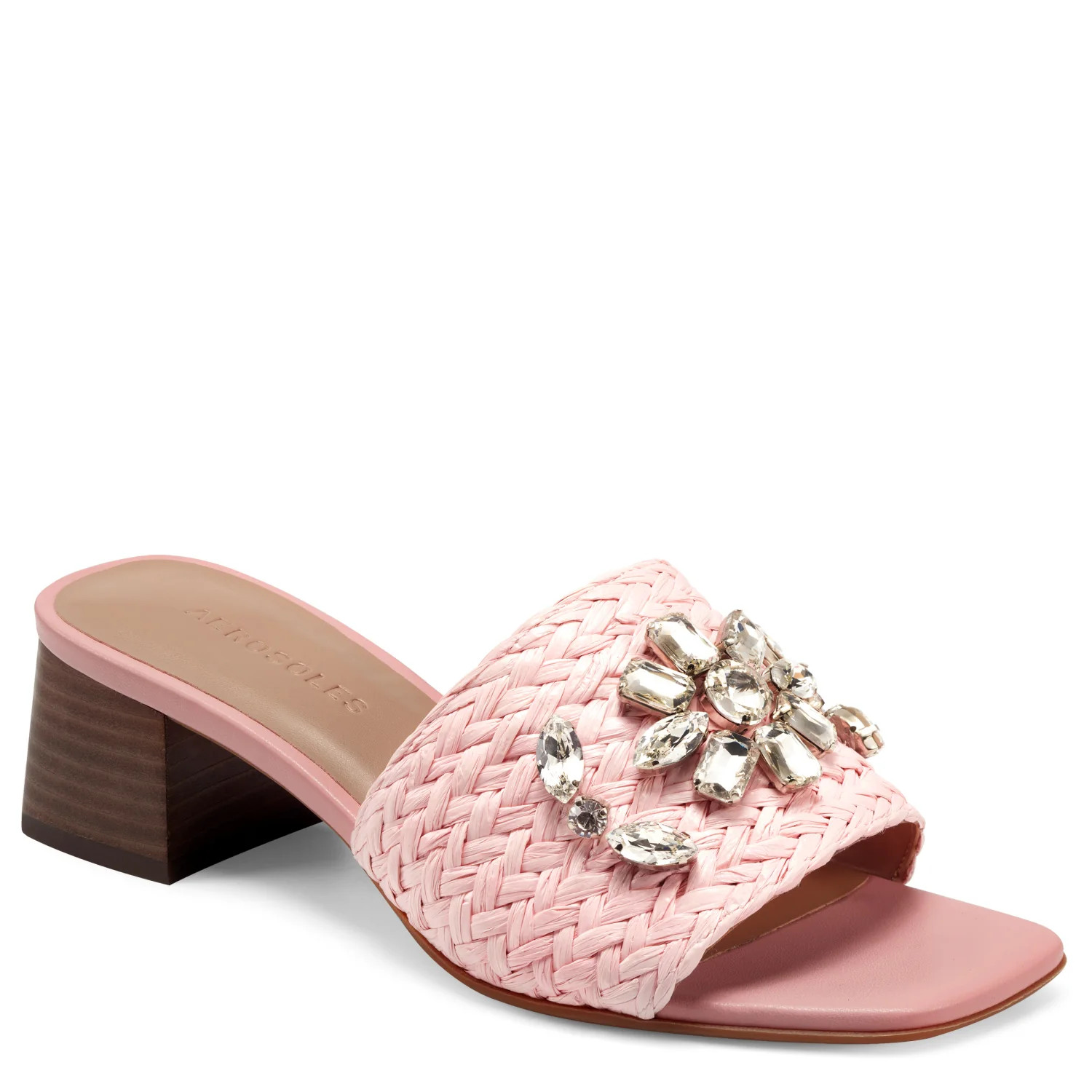 Aerosoles Women's Raffia Square Toe Crystal Sandal in Pink Fabric 6 Lord & Taylor | Lord & Taylor