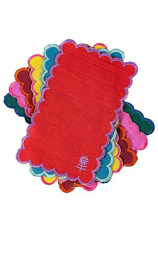 Rainbow Icon Linen Cocktail Napkin Set of 6 in Rainbow | Revolve Clothing (Global)