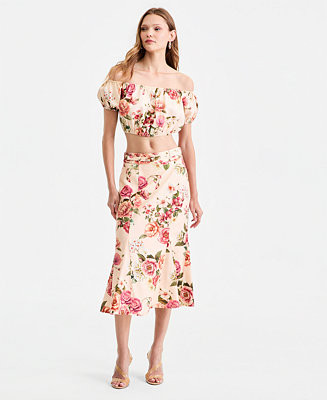 Women's Ryan Off-The-Shoulder Top & Ryan Floral Midi Skirt | Macy's