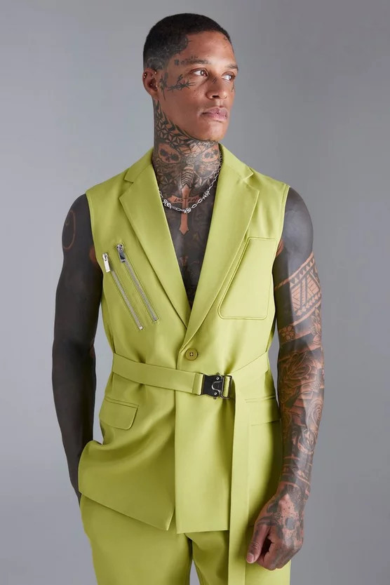 Single Breasted Sleeveless Suit Jacket | boohooMAN (US & Canada)