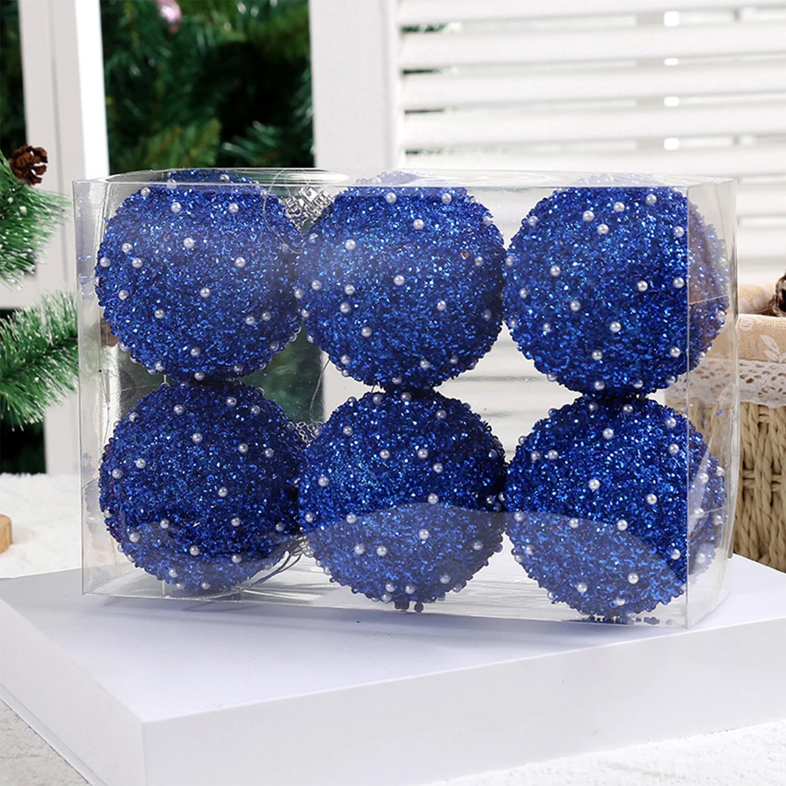 FAMTKT 3.14" Christmas Ball Ornaments 6 Pcs Christmas Tree Decorations Set Shatterproof Blue Big ... | Walmart (US)
