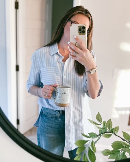 Easy work from home outfit for spring! This striped poplin shirt is a spring and summer staple for my wardrobe

#LTKSeasonal #LTKfindsunder100 #LTKstyletip