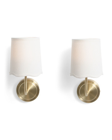 2pk 13.5in Rechargeable Wall Sconces With Scalloped Shade | TJ Maxx