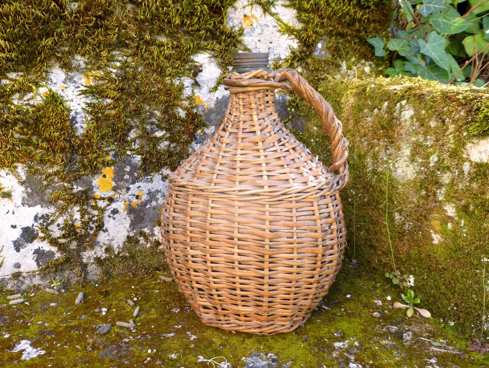 Lovely French vintage hand-woven wicker covered glass demi john bottle – rustic farmhouse – d... | Etsy (US)