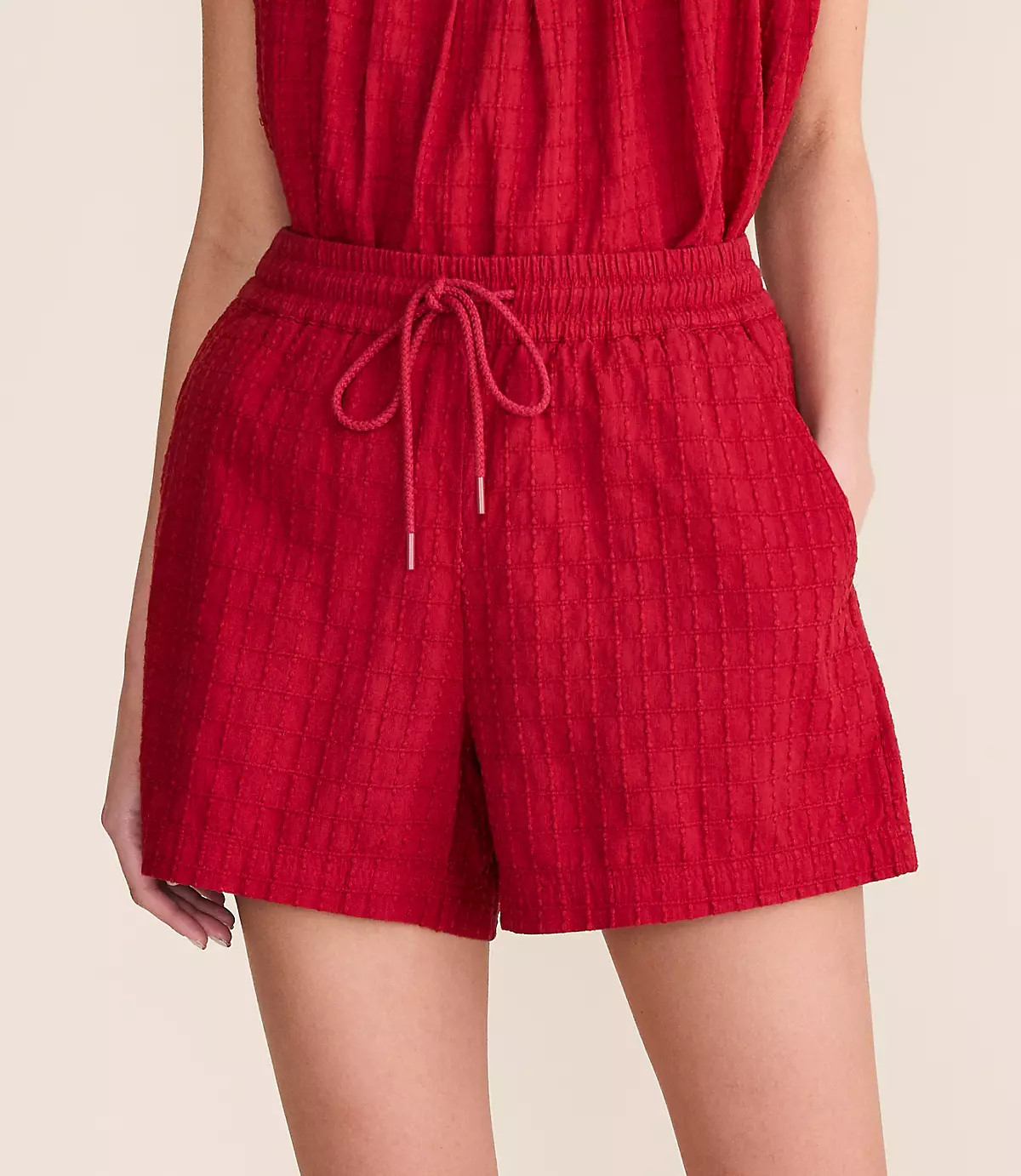 Lou & Grey Grid Linen Cotton Shorts | LOFT