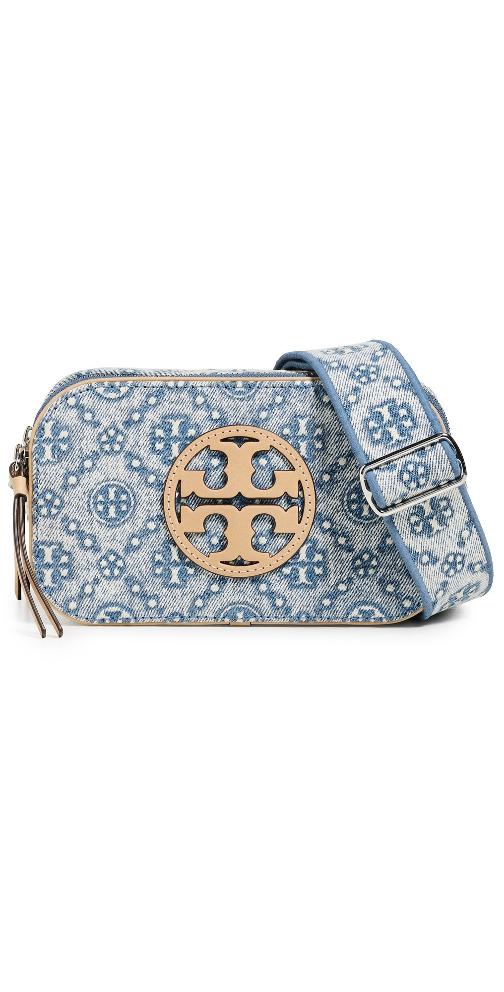 Tory Burch Miller T Monogram Denim Mini Crossbody Bag Powder Blue One Size | Shopbop