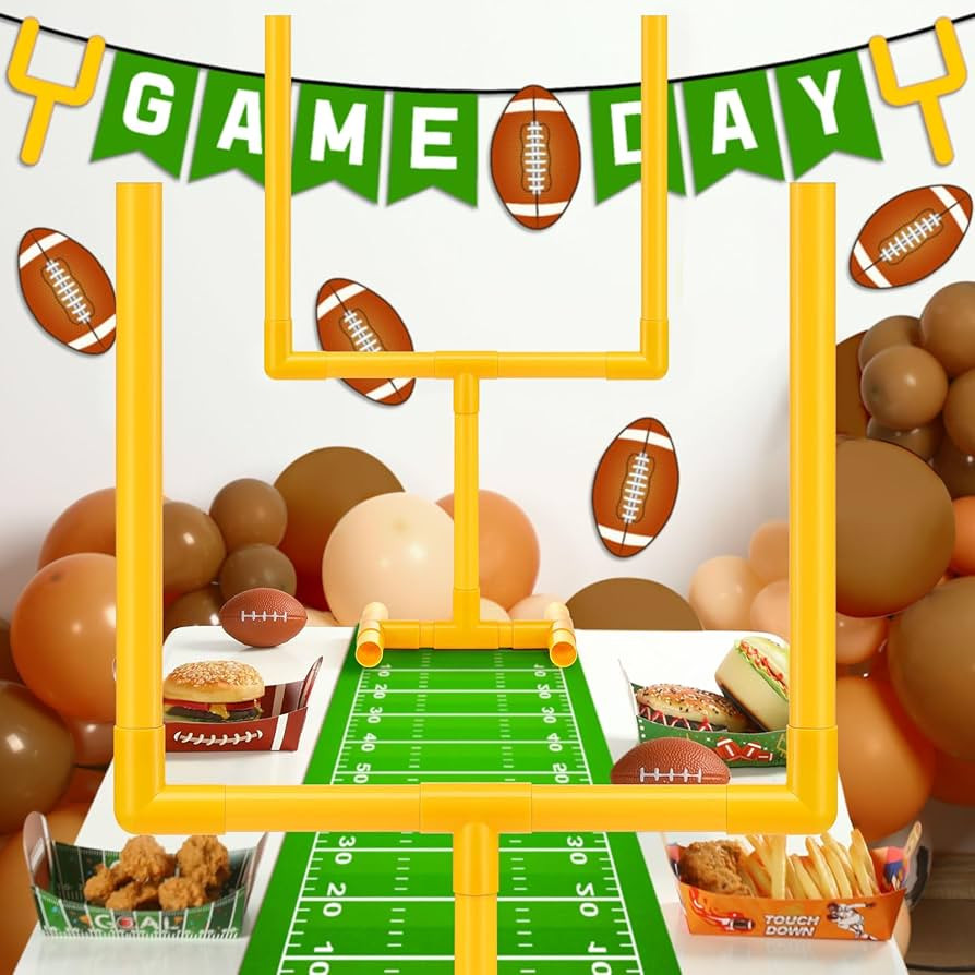 2 Pcs Football Party Decoration 19.69" x 11.81" Plastic Football Goal Centerpiece Soccer Goal Pos... | Amazon (US)