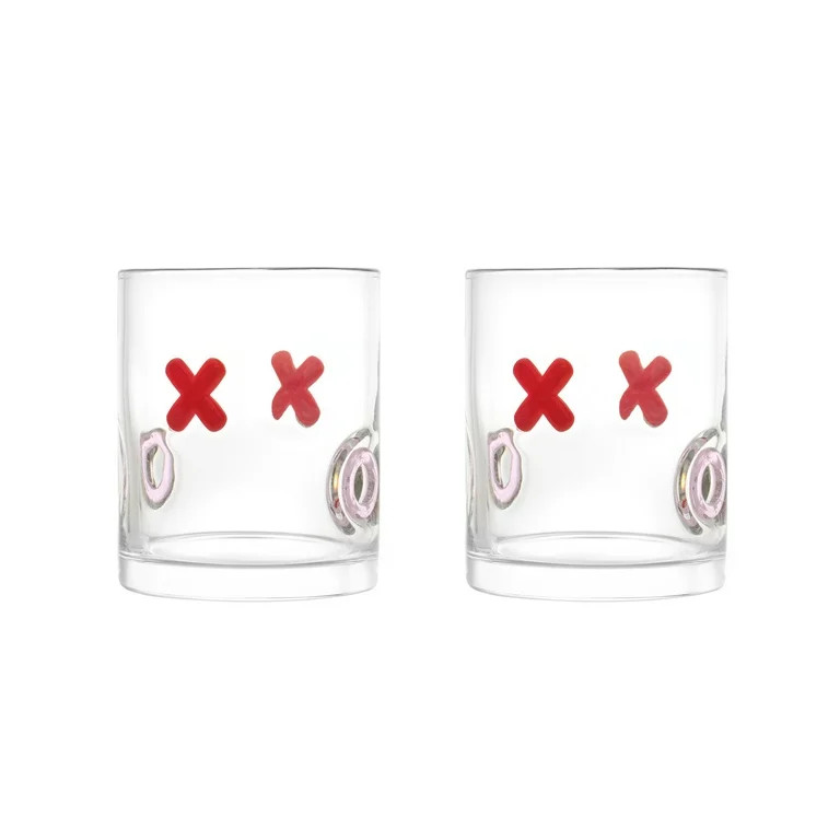 Thyme & Table 12 fl oz Valentine's Day XOXO Charm Drinking Glasses, Set of 2 | Walmart (US)