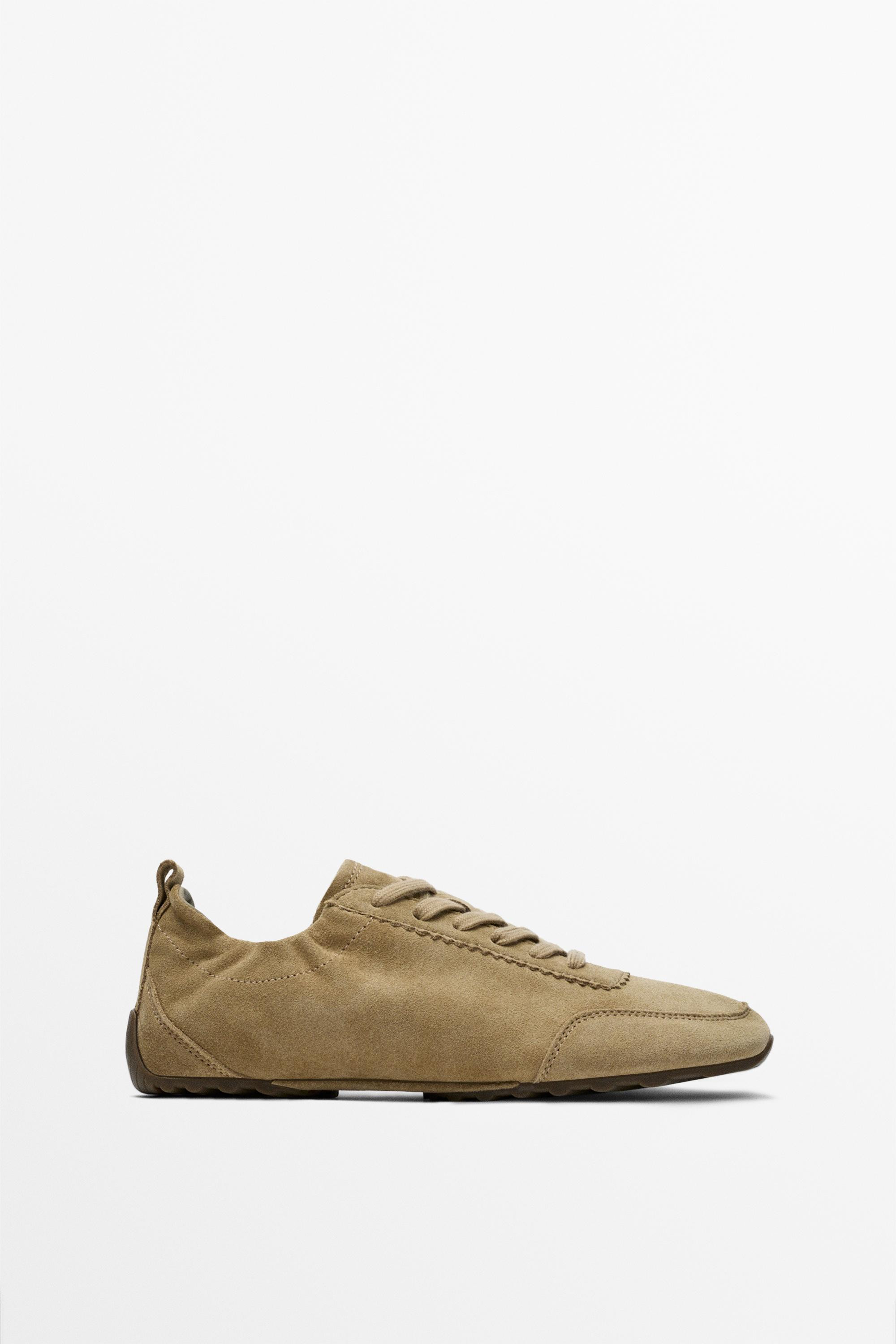 Soft leather trainers - CAMEL | Massimo Dutti US
