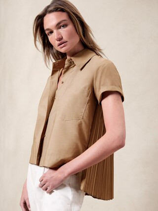 Pleat-Back High-Low Hem Shirt | Banana Republic Factory