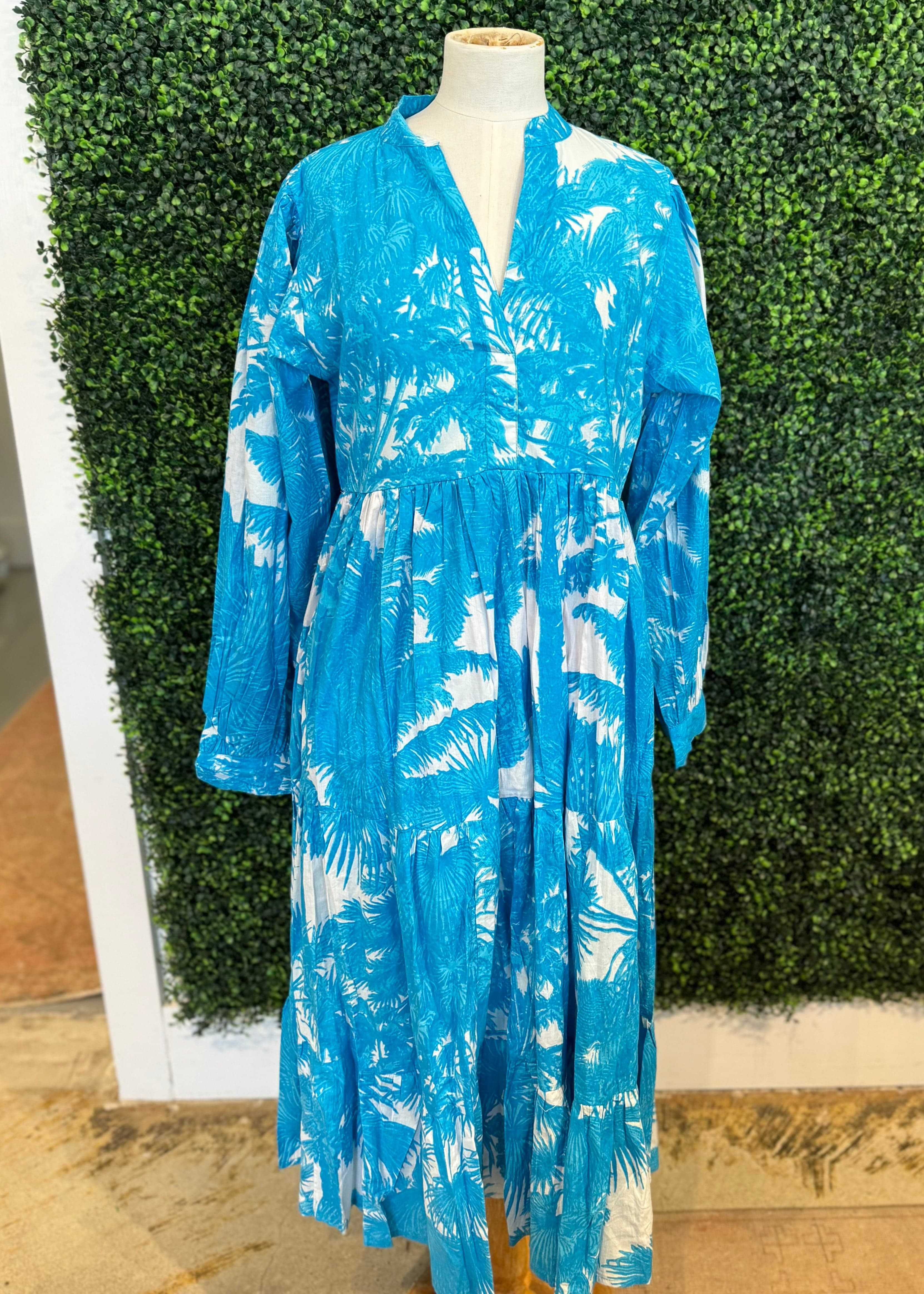 Darlington Isle trunk show white and deep turquoise island dress | Mulberry & King
