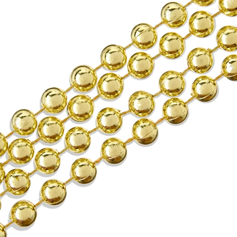 Plastic Metallic Bead Christmas Garland, Gold, 18', by Holiday Time - Walmart.com | Walmart (US)