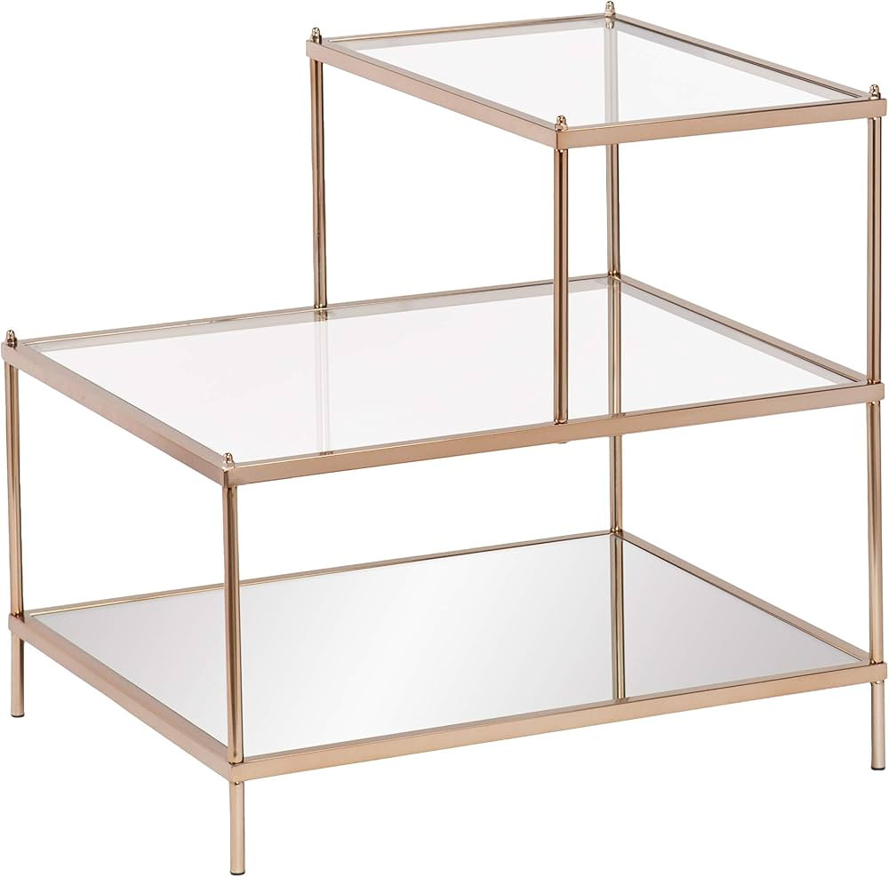SEI Furniture Knox Mirrored 3-Tier Stair Step Accent Table, 20.5"W X 24"D X 23.75"H, Warm Art Dec... | Amazon (US)
