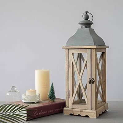 S.H. 6 x 6 x 20 Inches Wood Wooden Decorative Candle Lantern Vintage Rustic Large Hanging Candle ... | Amazon (US)