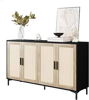 Sideboard - Buffet Cabinet with Storage, Rattan Cabinet Kitchen Buffet Cabinet Accent Sideboard C... | Amazon (US)