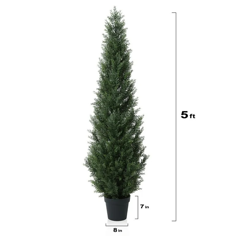 Artificial Cedar Tree 5 FT Artificial Cedar Topiary Trees for Outdoors Potted Fake Cypress Trees ... | Walmart (US)