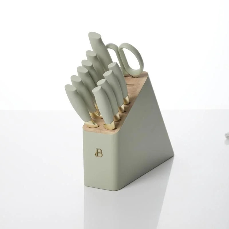 12-Piece Soft Grip Sage & Gold Knife Block Set, 12-Piece Knife Block Set | Walmart (CA)
