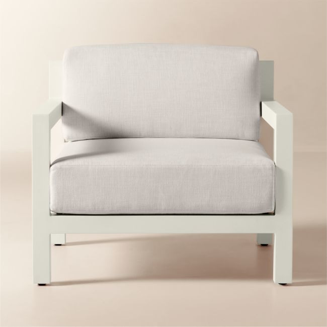 Bay Ivory Aluminum Outdoor Lounge Chair with Ivory Cushions Set of 2 | CB2