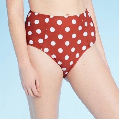 Women's High Waist Bikini Bottom - Xhilaration™ Brown Polka Dot | Target