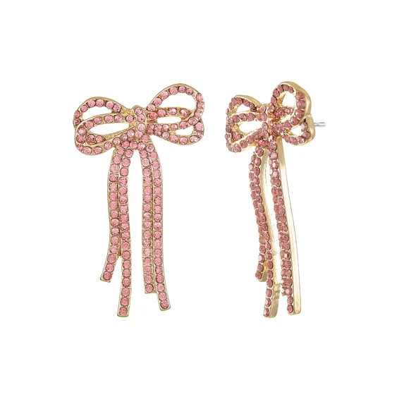 Packed Party Rose Crystal Bow Earrings, 1 Pair | Walmart (US)