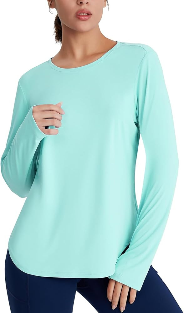 Women's Rash Guard Long Sleeve UV Sun Protection Shirts with Thin Hoodie UPF 50+ Lightweight SPF ... | Amazon (US)