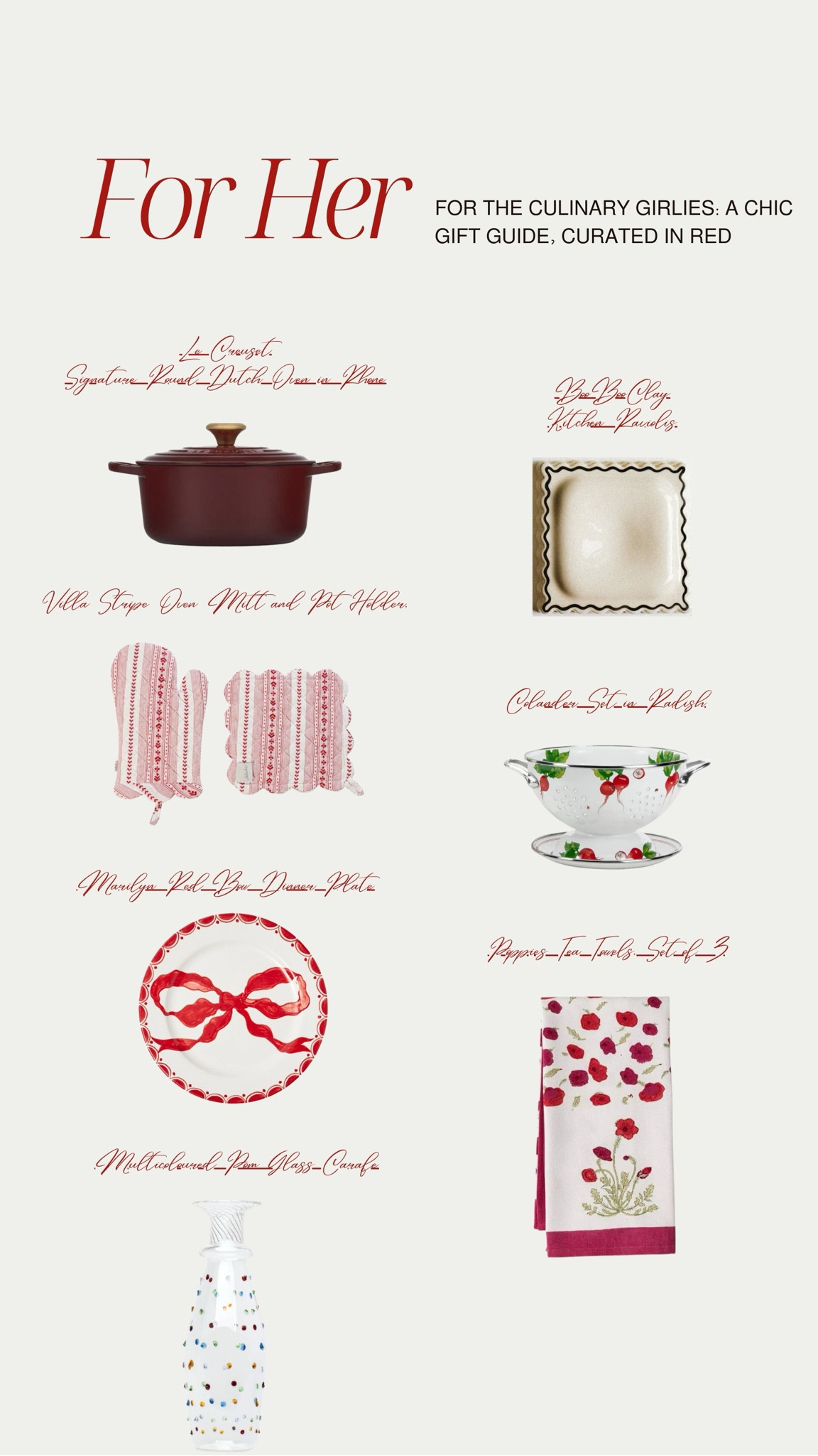 Gift Guide: for all of my Culinary Girls! 🎄👏🏼🌟 the plates are by Mrs. Alice, so I couldn’t link the exact ones but I linked some others I think are just as pretty! 

#LTKSeasonal #LTKHoliday #LTKGiftGuide
