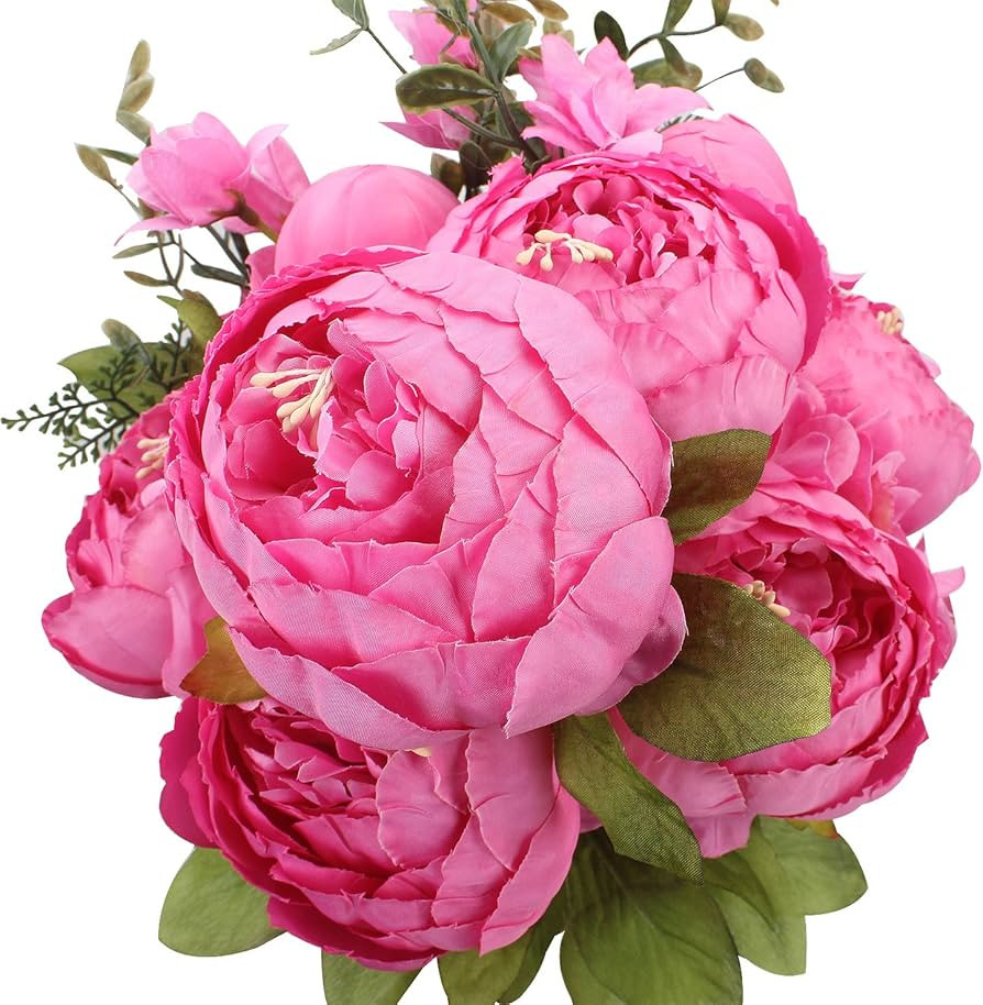 Duovlo Springs Flowers Artificial Silk Peony Bouquets Wedding Home Decoration,Pack of 1 (Spring P... | Amazon (US)