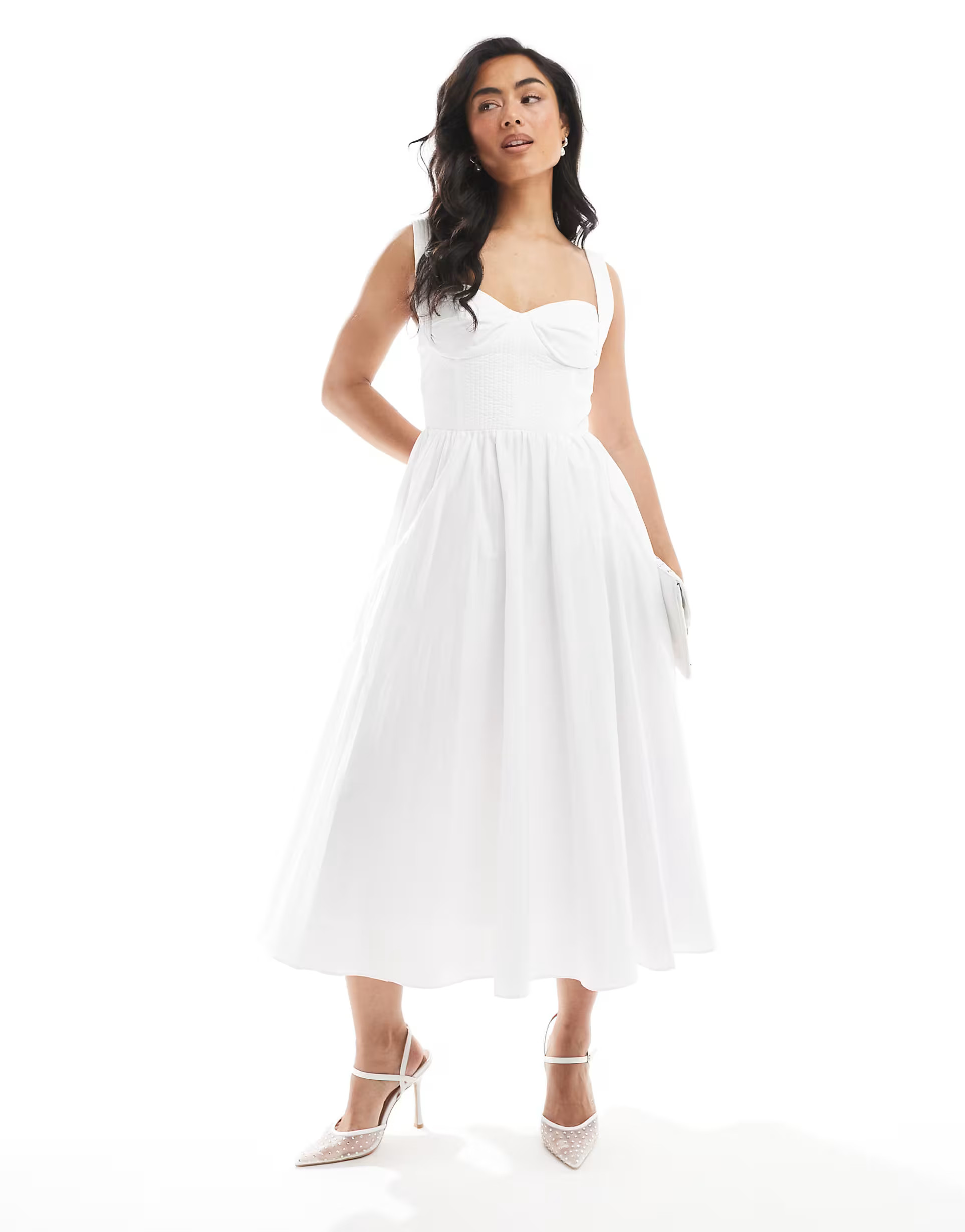 True Decadence Quilted midi dress in white | ASOS (Global)