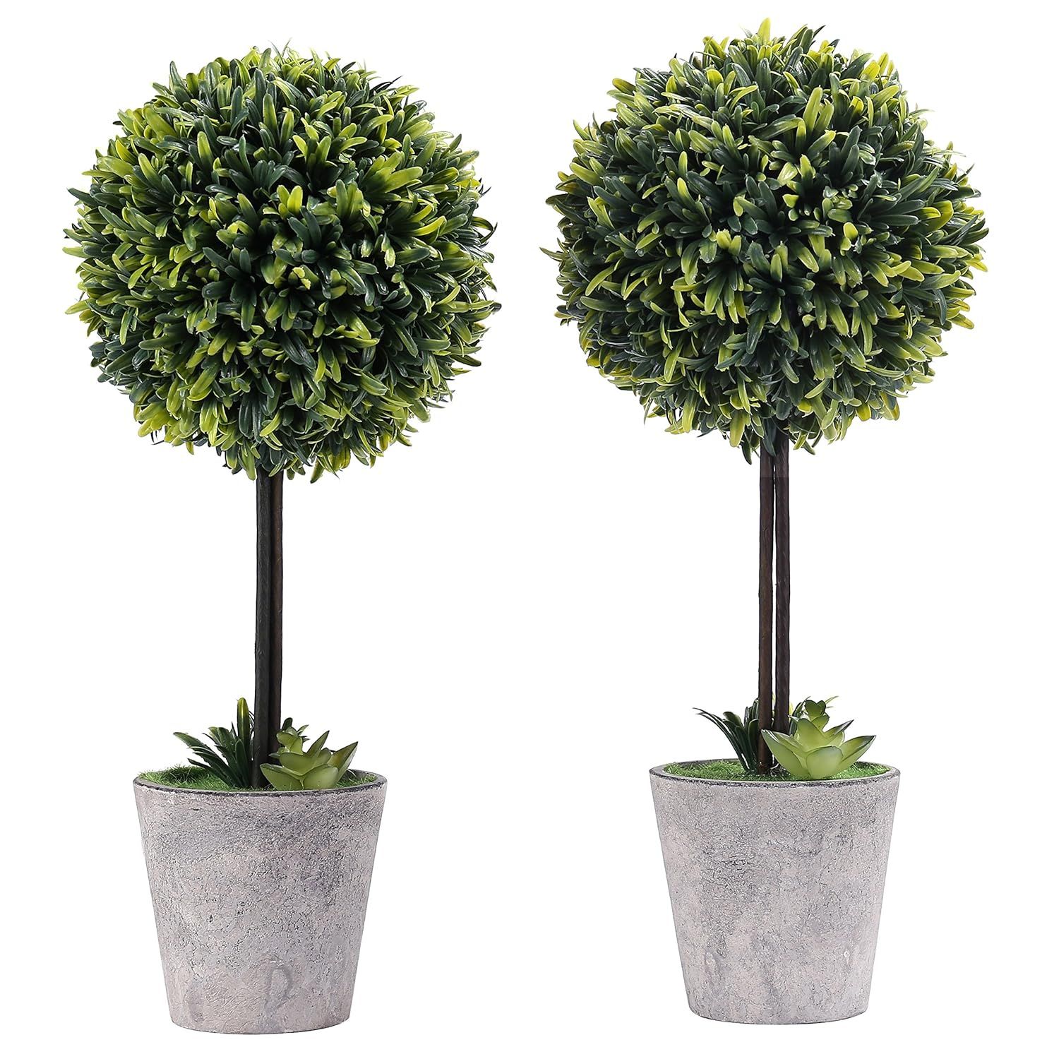 MyGift Artificial Boxwood Topiary Tree in Modern Gray Pulp Planter, Set of 2 | Amazon (US)