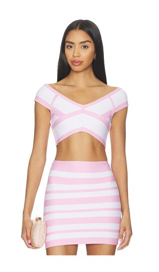 Herve Leger The Spotlight Crop Top in Pink. - size XL | Revolve Clothing (Global)