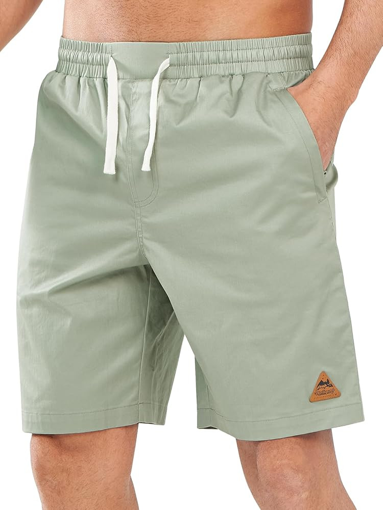 NORTHYARD Mens Casual Shorts-Cotton 9" Golf Hiking Drawstring Elastic Waist Work Shorts with Zipp... | Amazon (US)