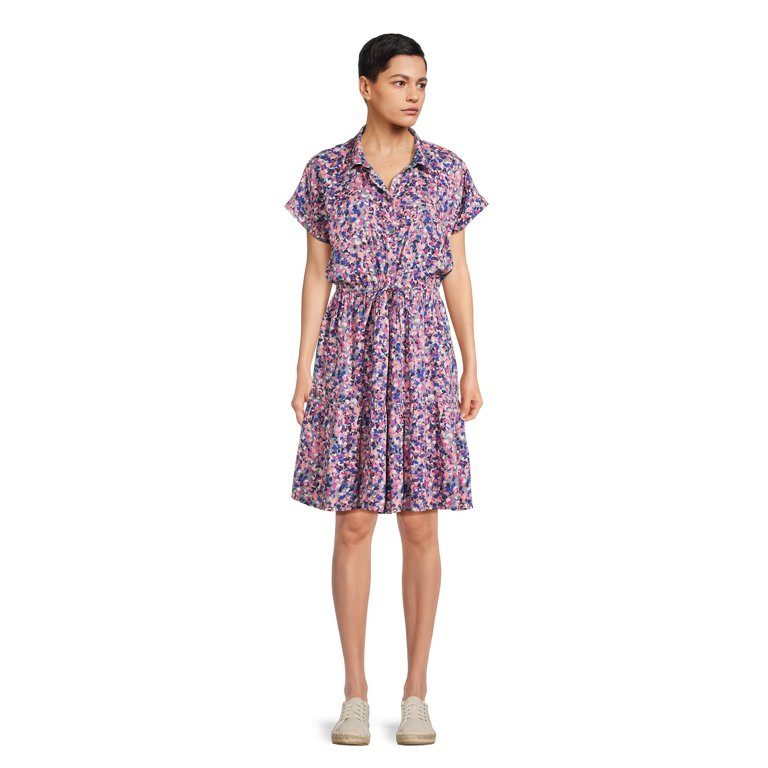 beachlunchlounge Women's Dolman Sleeve Tiered Shirt Dress | Walmart (US)