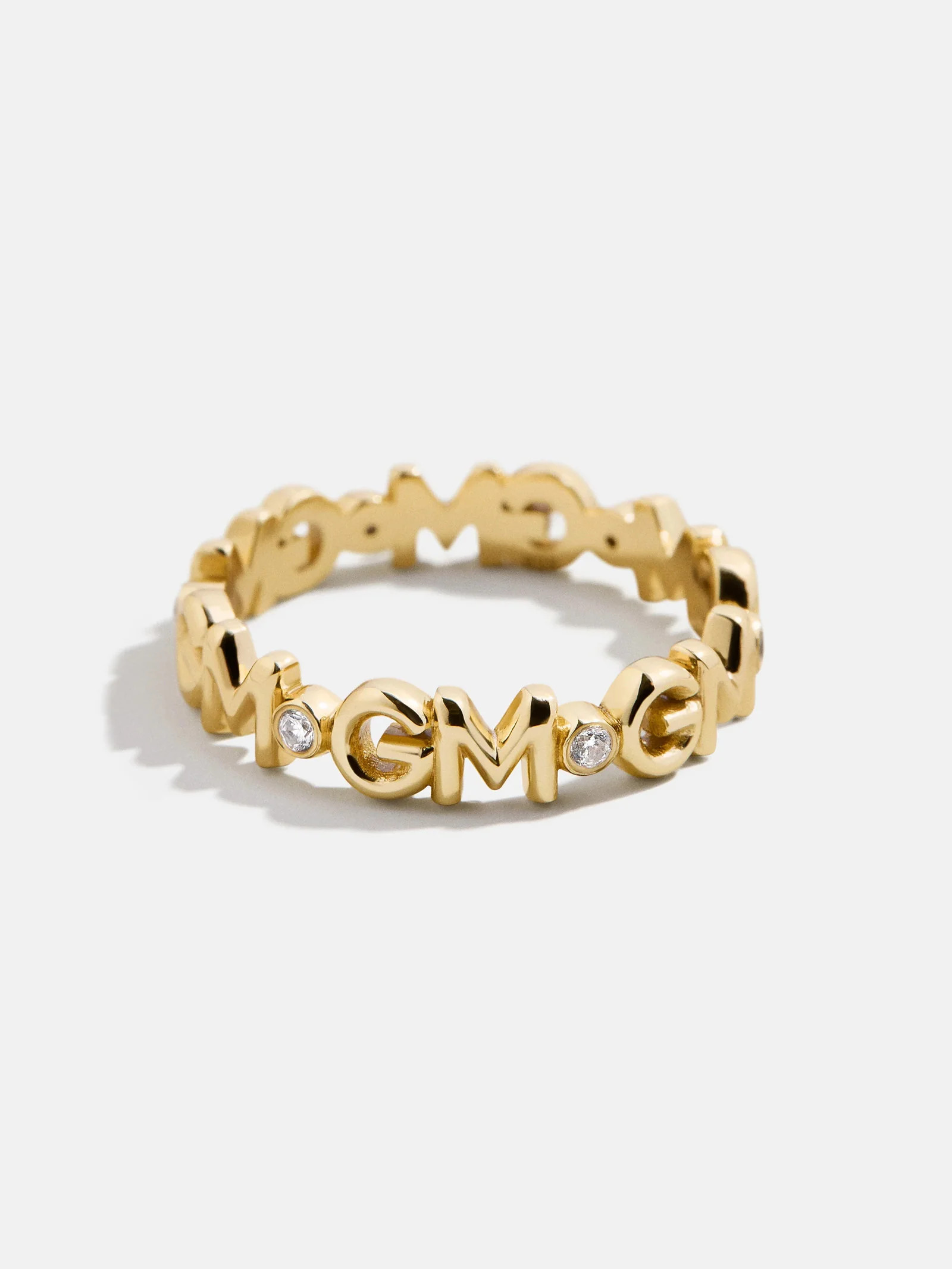 18K Gold Custom Nameplate Ring - 18K Gold. Pavé Cubic Zirconia Stones | BaubleBar