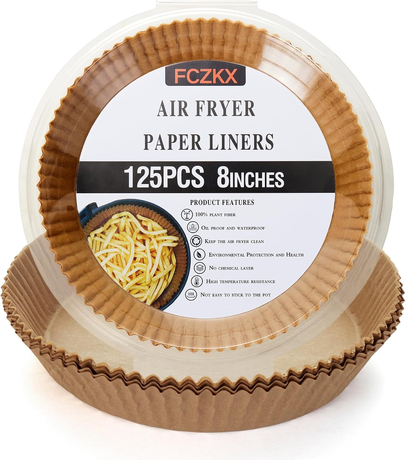 Air Fryer Paper Liners 125Pcs 8-inch Non stick and oil resistant round lined air fryer parchment paper easy to clean, durable, food grade - suitable for air fryers, ovens and microwaves (Round) | Amazon (US)