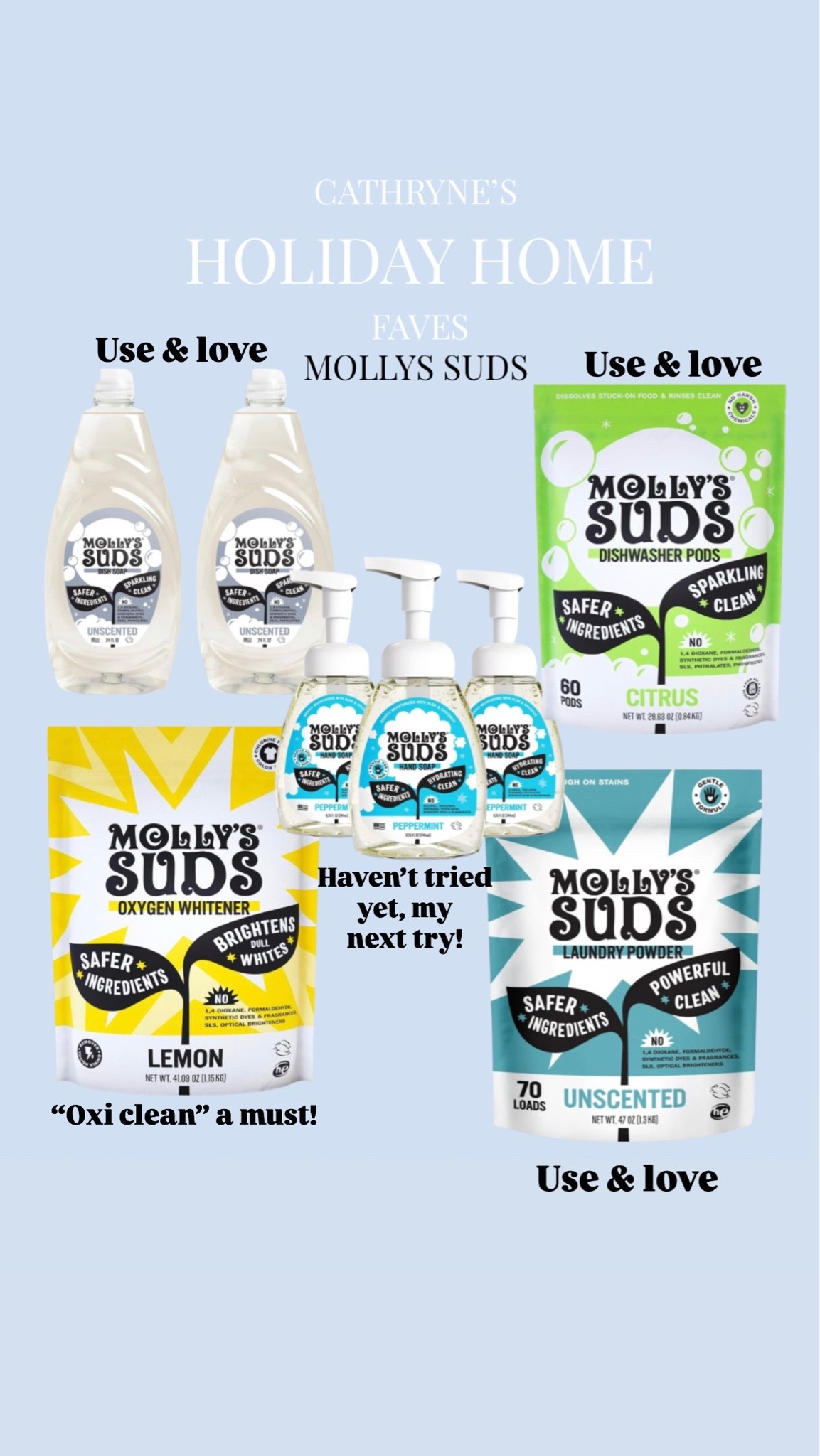My favorite Mollys Suds products! No toxic laundry or dishes here! I have been using all of this, except the hand soap, for 3 years & wont be turning back!

#LTKmomlife #LTKHome #LTKmorningroutine