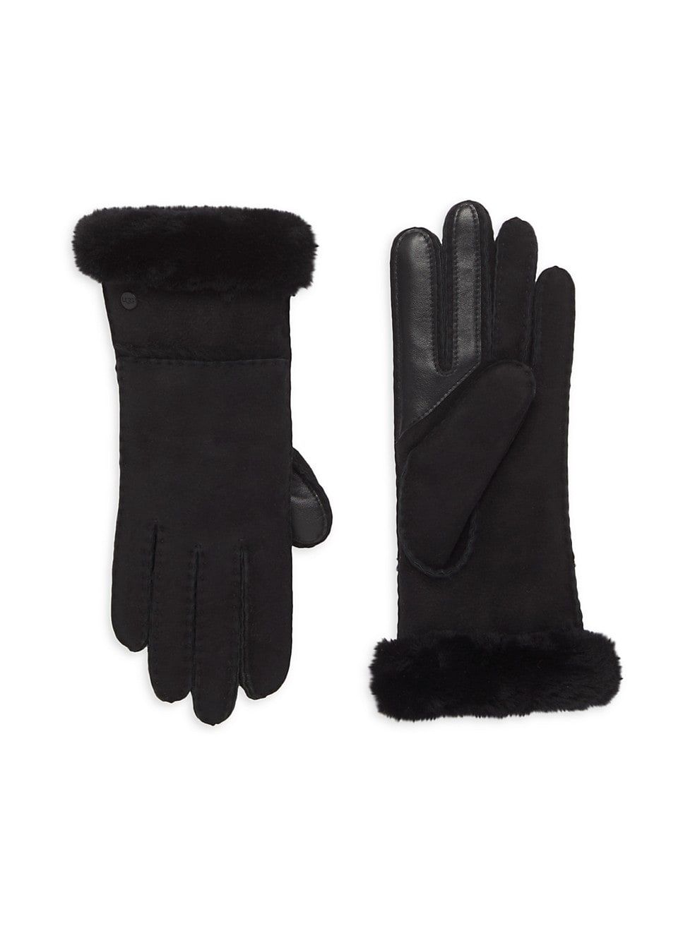 UGG Suede &amp; Sheepskin Seamed Tech Gloves | Saks Fifth Avenue