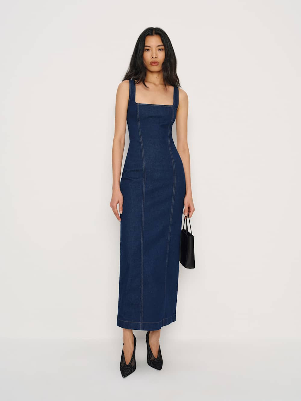 Gladys Super Stretch Denim Midi Dress | Reformation (Global)