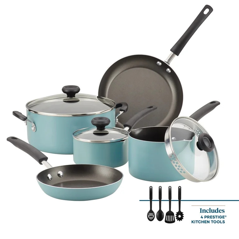 Farberware 12-Piece Easy Clean Nonstick Pots and Pans/Cookware Set, Aqua | Walmart (US)