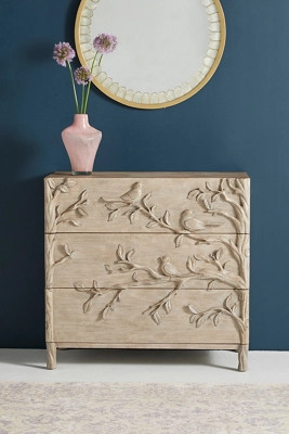 Ornithology Handcarved Three-Drawer Dresser | Anthropologie (US)