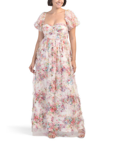 Short Sleeve Micro Ruffle Floral Dress | TJ Maxx