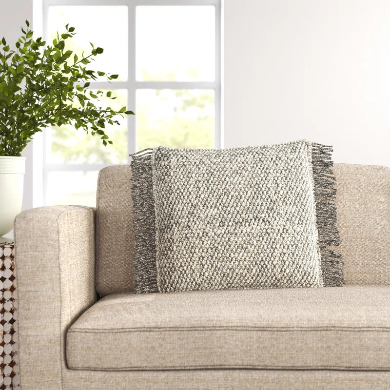 Reni Fringed Wool Blend Throw Pillow | Wayfair North America