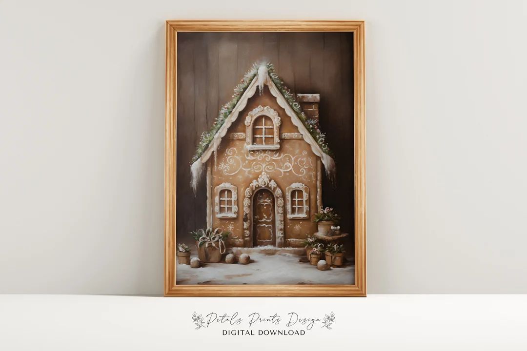 Christmas Wall Decor Printable Ginger Bread Still Life Painting, Rustic Christmas Art, Printable ... | Etsy (US)