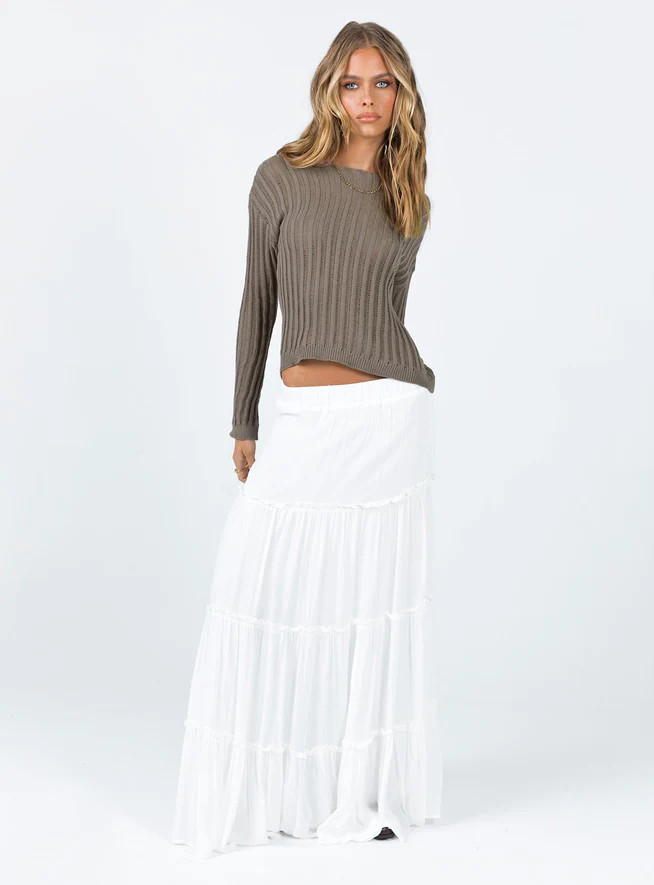 Miriah Maxi Skirt White Petite | Princess Polly US