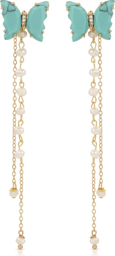 Turquoise Butterfly & Freshwater Pearl Front/Back Earrings | Nordstrom