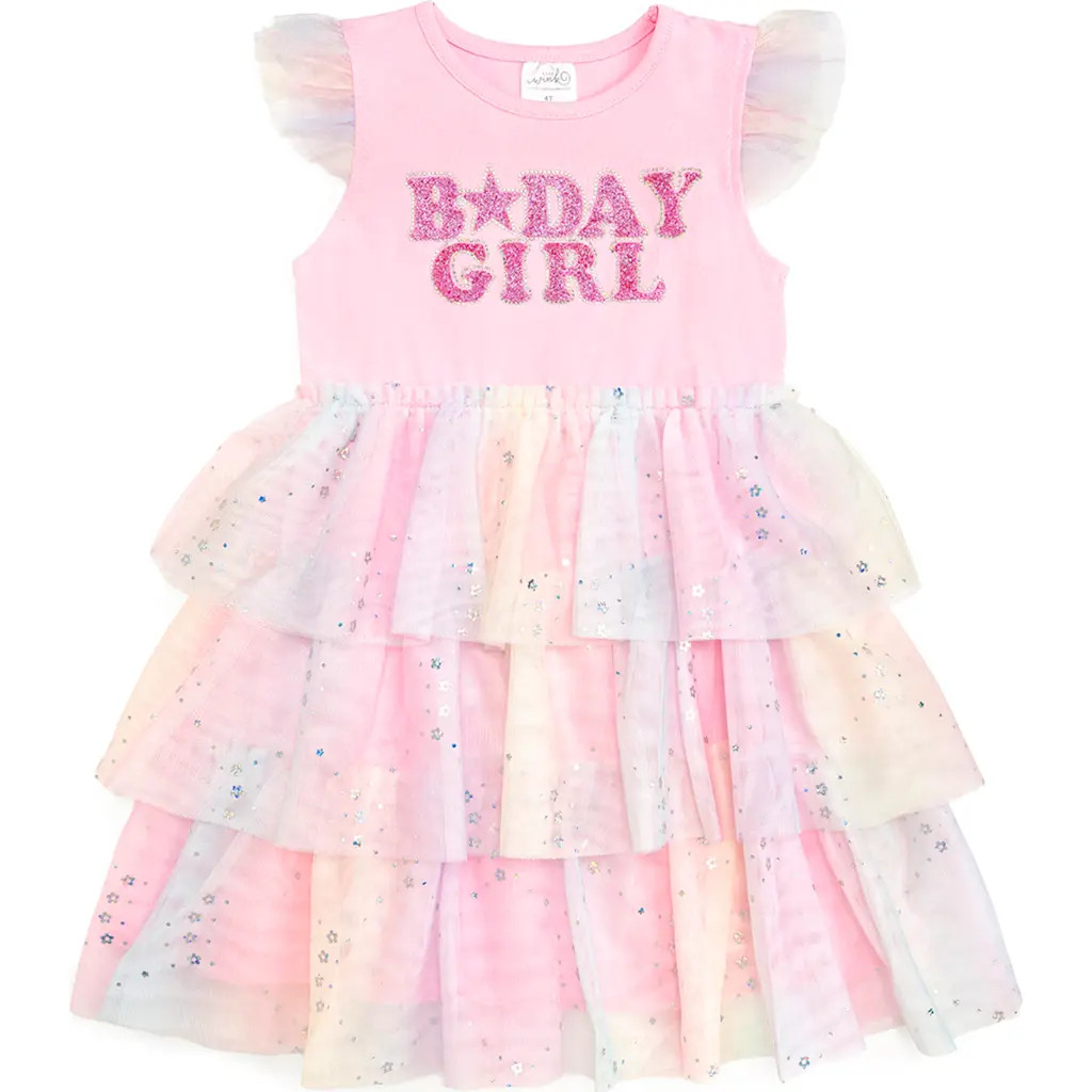 Sweet Wink Birthday Girl Fairy Dust Short Sleeve Tutu Dress in Soft Pink at Nordstrom, Size 5 | Nordstrom
